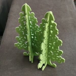 2 Flocked Velvet Tree Silhouettes, Lime Green